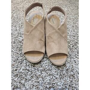 DexFlex Comfort Sandals Womens 8.5 Wide Tilda Slingback Block Heels Brown